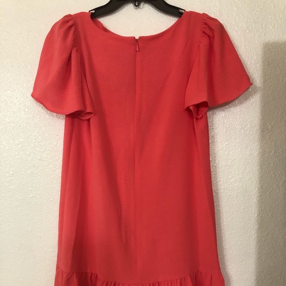 DKNY orange flutter sleeve flounce hem knee loose fit feminine dress Size‎ 4 new - Picture 2 of 16